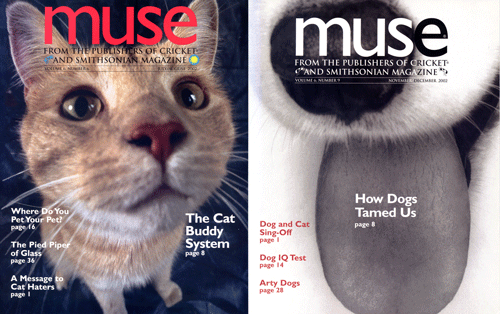 Muse covers: July-August 2002 (cats) and November-December 2002 (dogs)